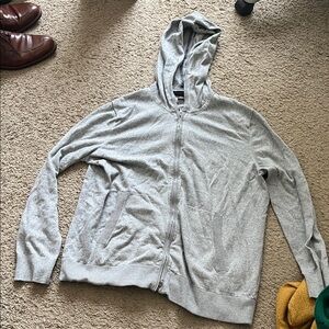 Banana Republic Men's Light Gray Zip-Up Sweater